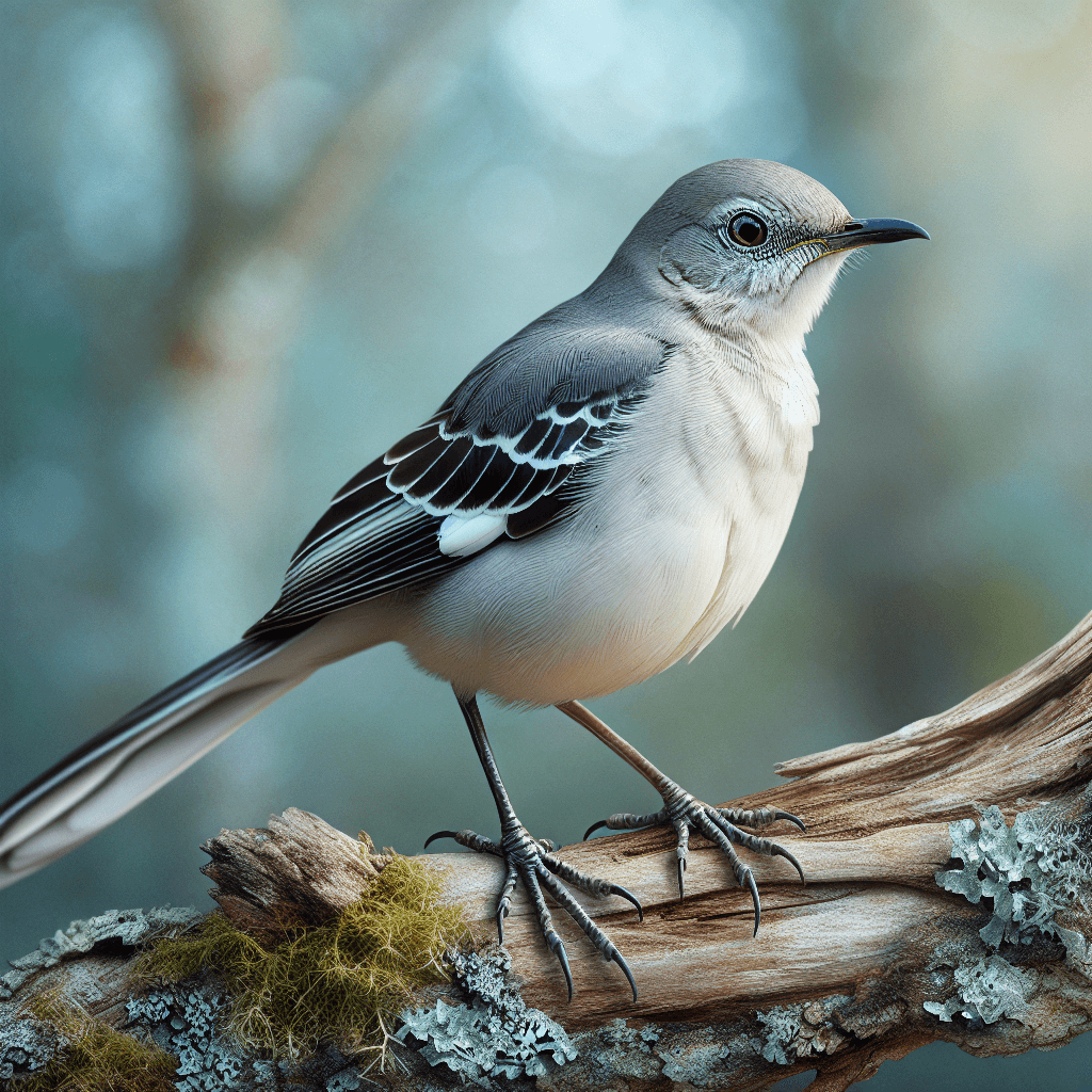 A medium-sized gray and white bird with a long tail perched on a branch, showing clean gray upperparts, white underparts, distinctive white wing patches, and a slightly curved dark bill with pale eyes