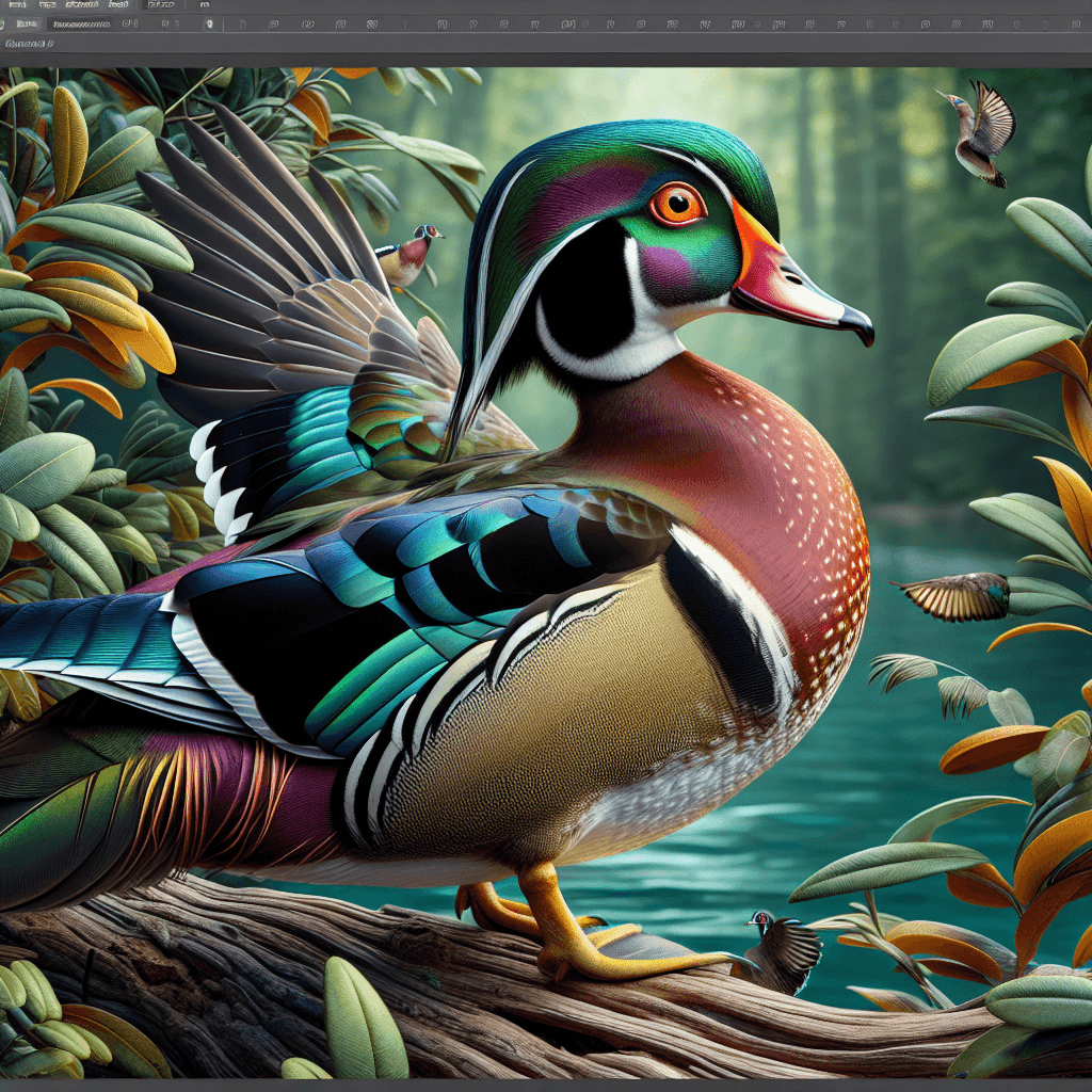 Wood Duck showing distinctive features