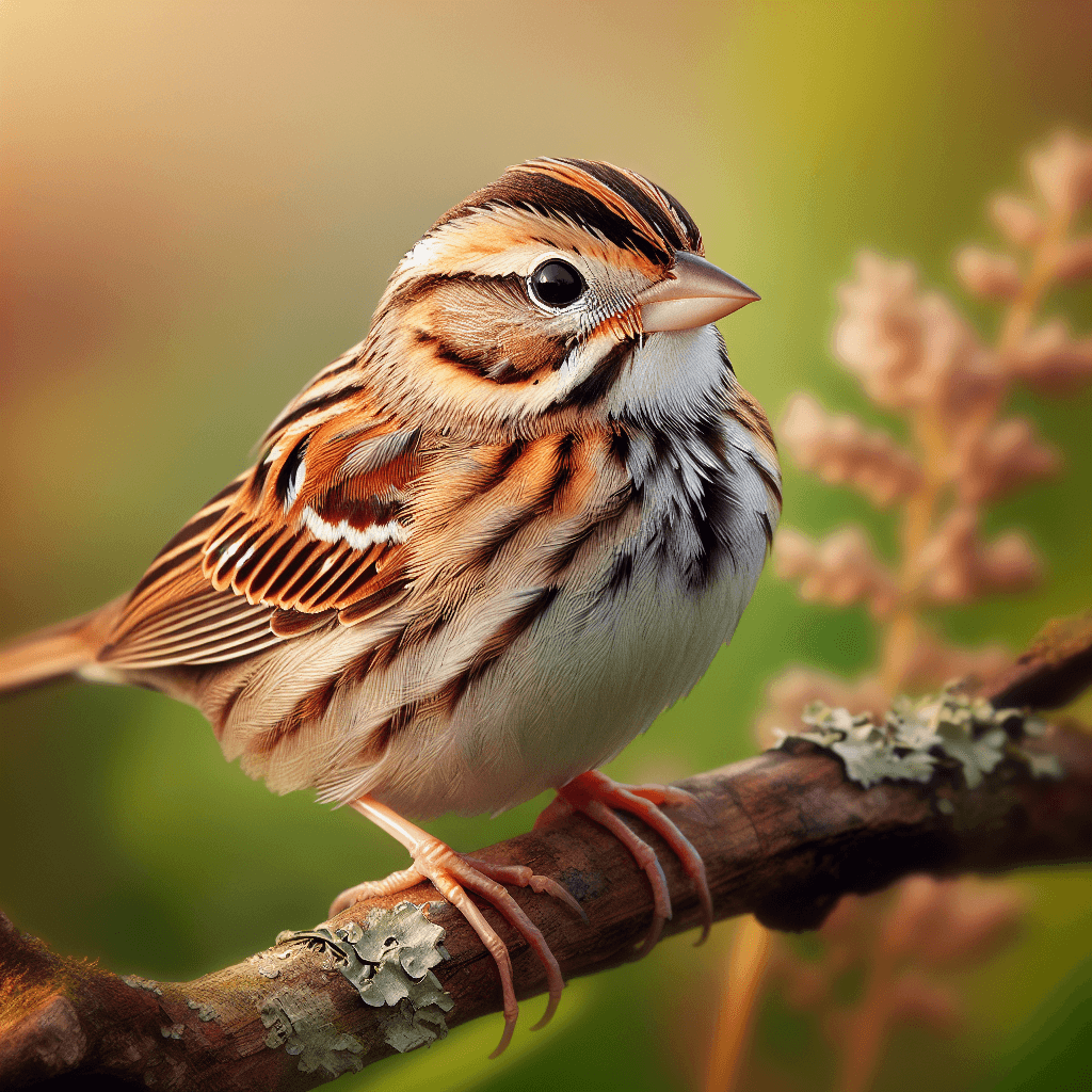 A small brown and gray sparrow perched among tall salt marsh grasses, showing its distinctive orange-buff colored face, streaked breast, and pointed tail characteristic of the Saltmarsh Sparrow