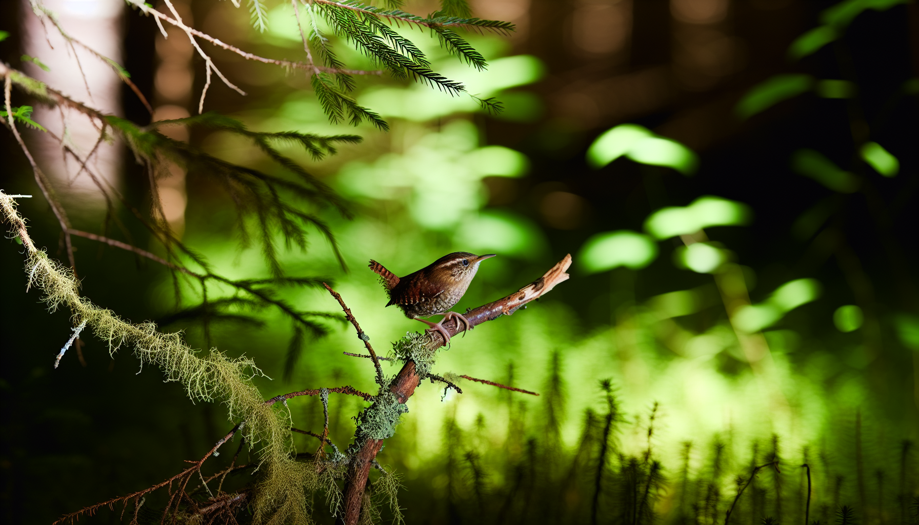 wren in natural habitat - AI generated illustration for article about Watching Empty Forests Come Alive: Brazil's Atlantic Forest Bird Restoration